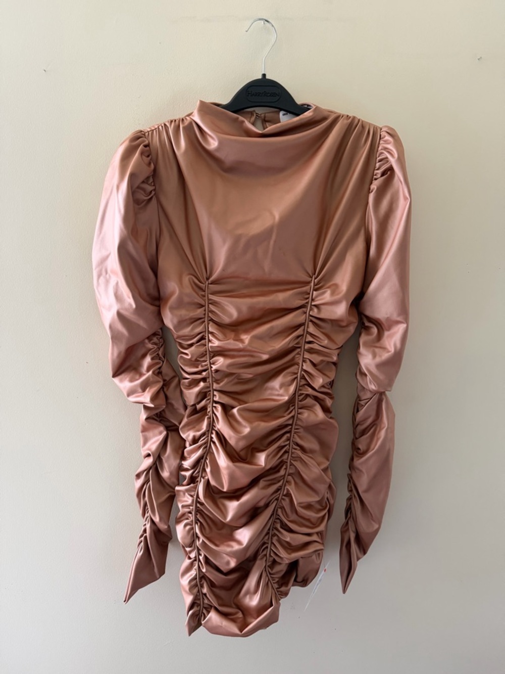 ASOS Tan leather Ruched Mini Dress - Picture 3 of 9
